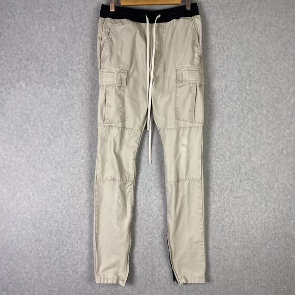 FOG Fear of God Essentials Mens S Cargo Pants Beige Ankle Zip - Picture 1 of 11
